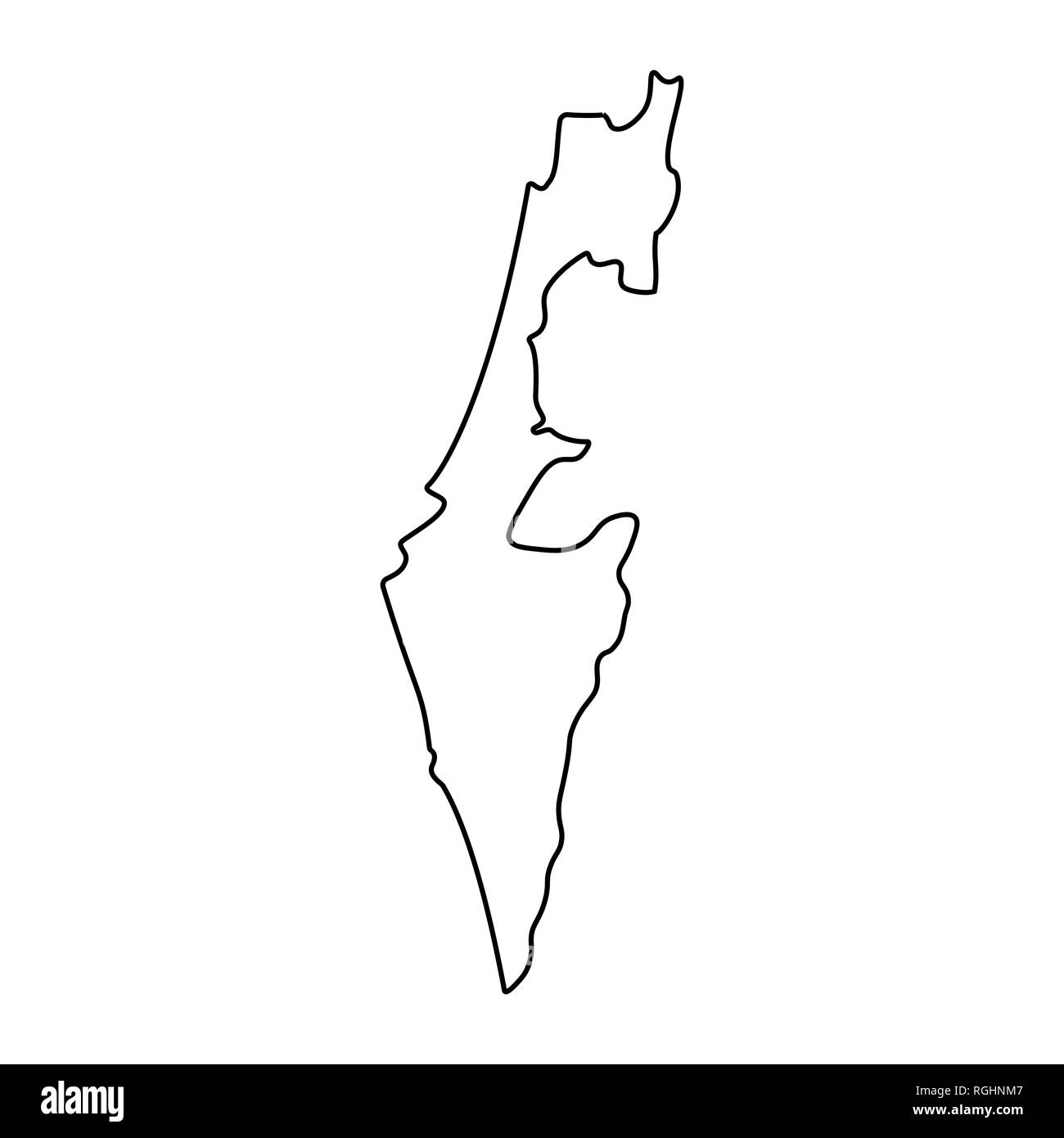 La carte d'Israël - contour. Silhouette d'Israël site illustration Banque D'Images