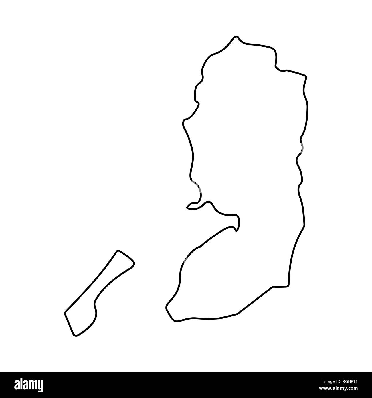 La carte de la Palestine - contour. Silhouette de la Palestine site illustration Banque D'Images