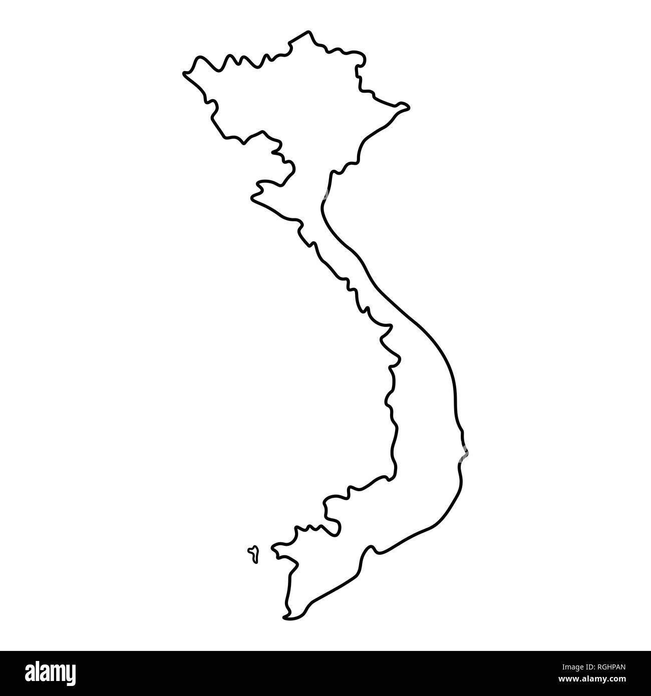 La carte du Vietnam - le contour. Silhouette de carte du Vietnam illustration Banque D'Images