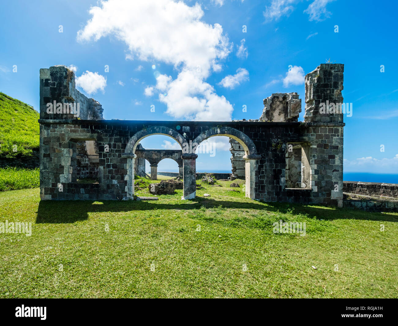 Caraïbes, Petites Antilles, Saint Kitts et Nevis, Basseterre, Forteresse de Brimstone Hill Banque D'Images