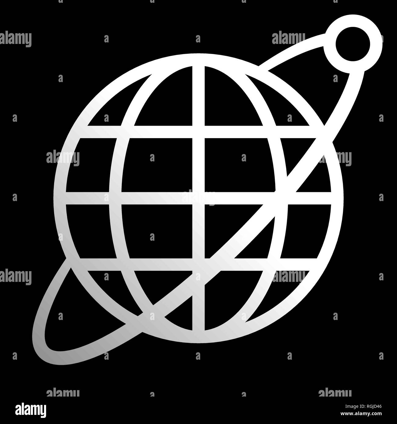 Globe terrestre avec l'icône et de l'orbite des satellites - gradient blanc, isolé - vector illustration Illustration de Vecteur