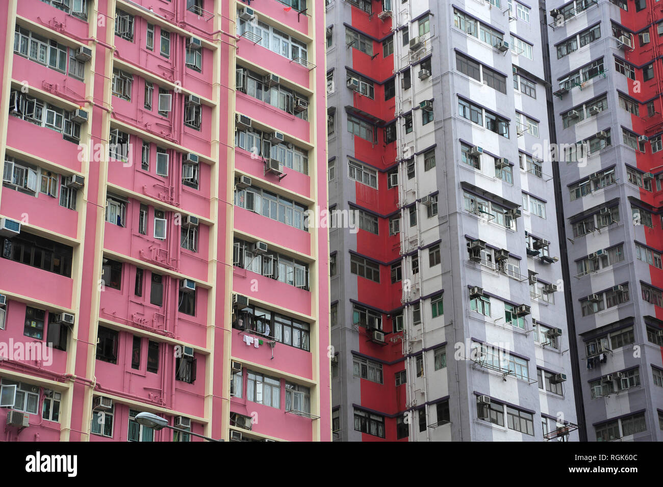 Les immeubles à appartements, Yau Ma Tei, Kowloon, Hong Kong, Chine, Asie Banque D'Images