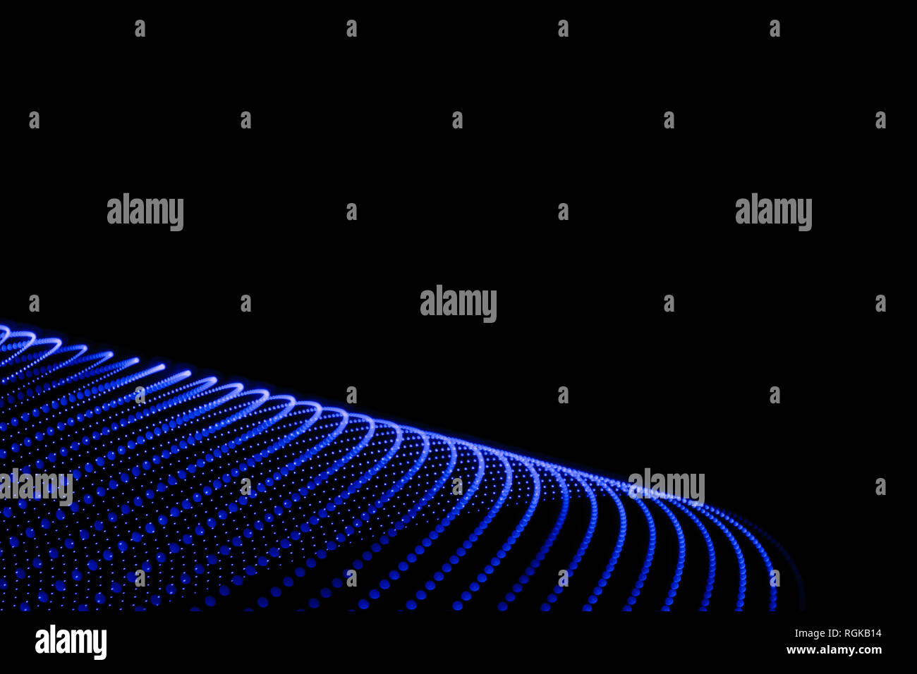 Les lignes courbes bleu de résumé des points. La lumière peinture photographie. Banque D'Images