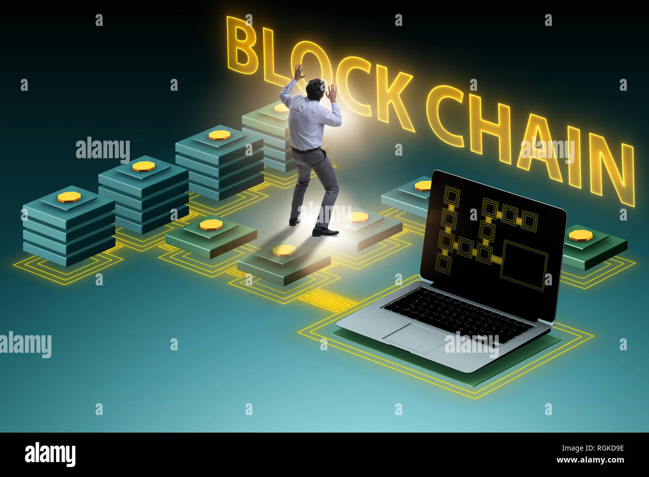 Confus à propos de concept blockchain employé Banque D'Images