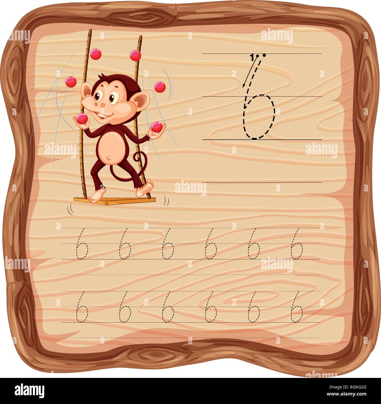 Numéro six feuilles traçage illustration Illustration de Vecteur