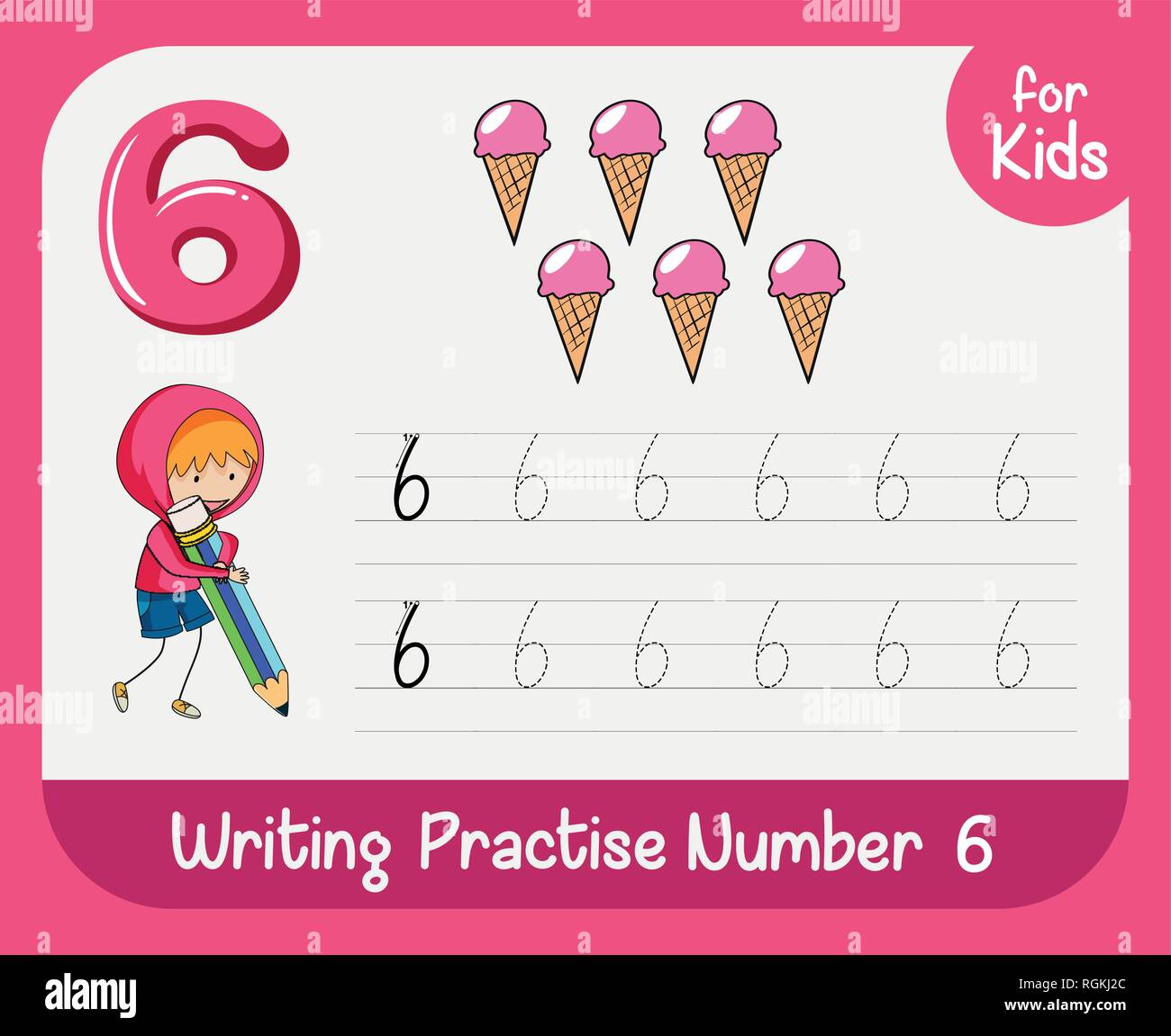 Numéro six feuilles traçage illustration Illustration de Vecteur