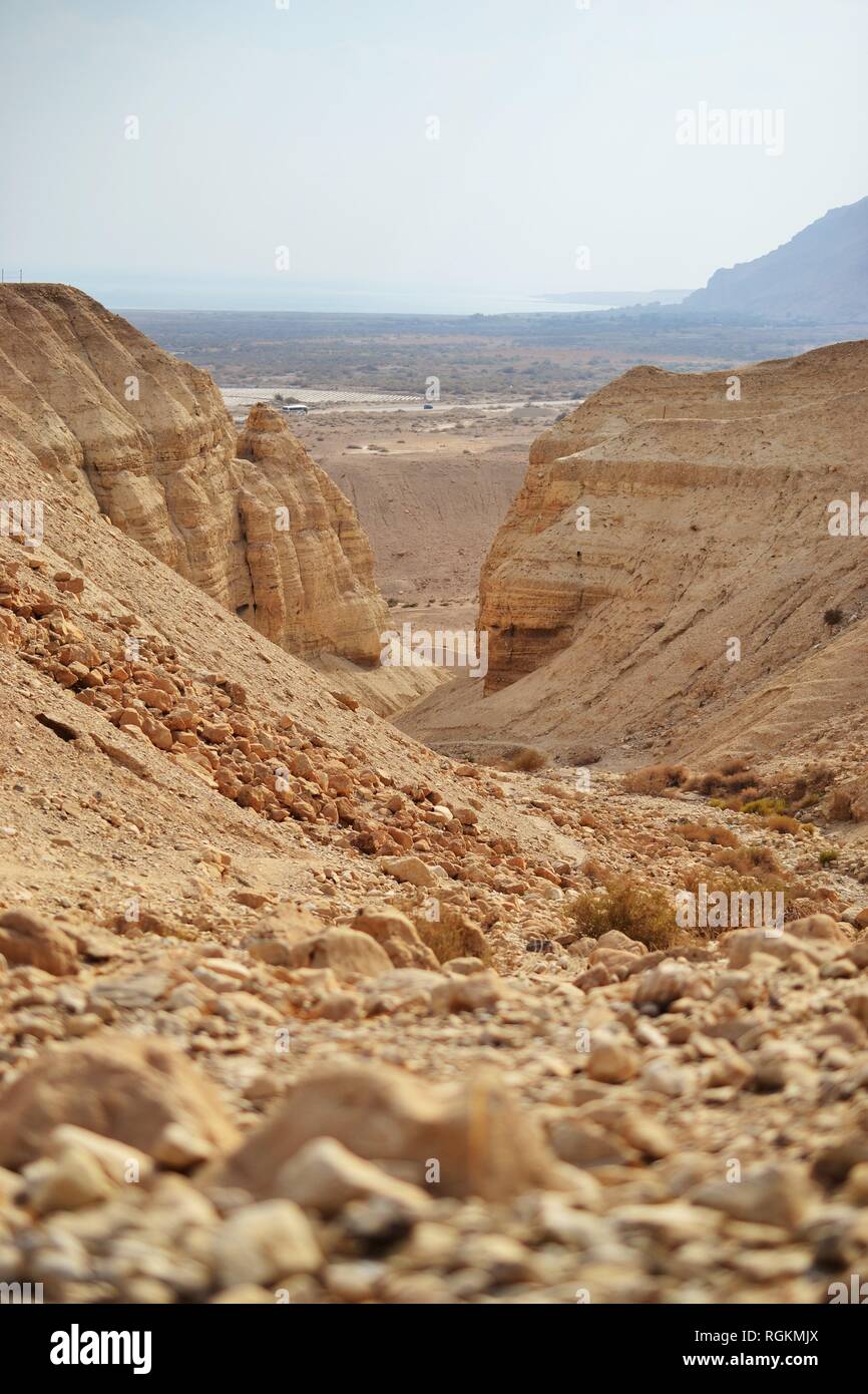 Grottes de Qumran à Qumran National Park, où la mer morte ont été trouvés Banque D'Images