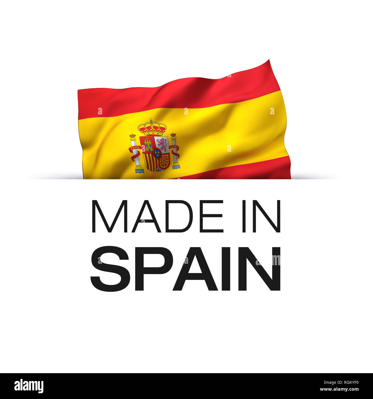 Fabriqué en Espagne - avec un label garanti en agitant le drapeau espagnol. Banque D'Images