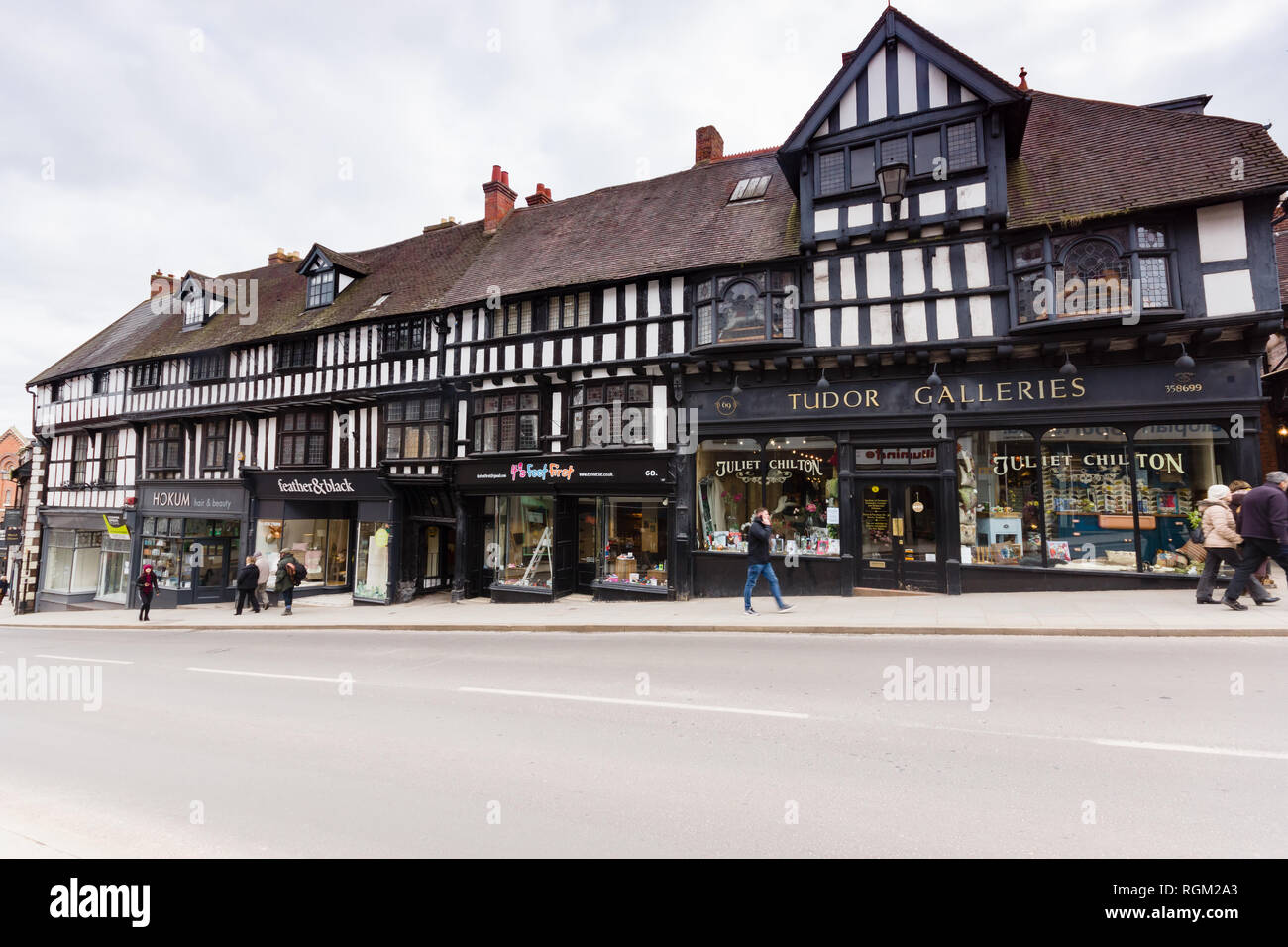 Wyle Cop, dans le centre d'une ville historique de Shrewsbury en Angleterre datant de la période médiévale Banque D'Images