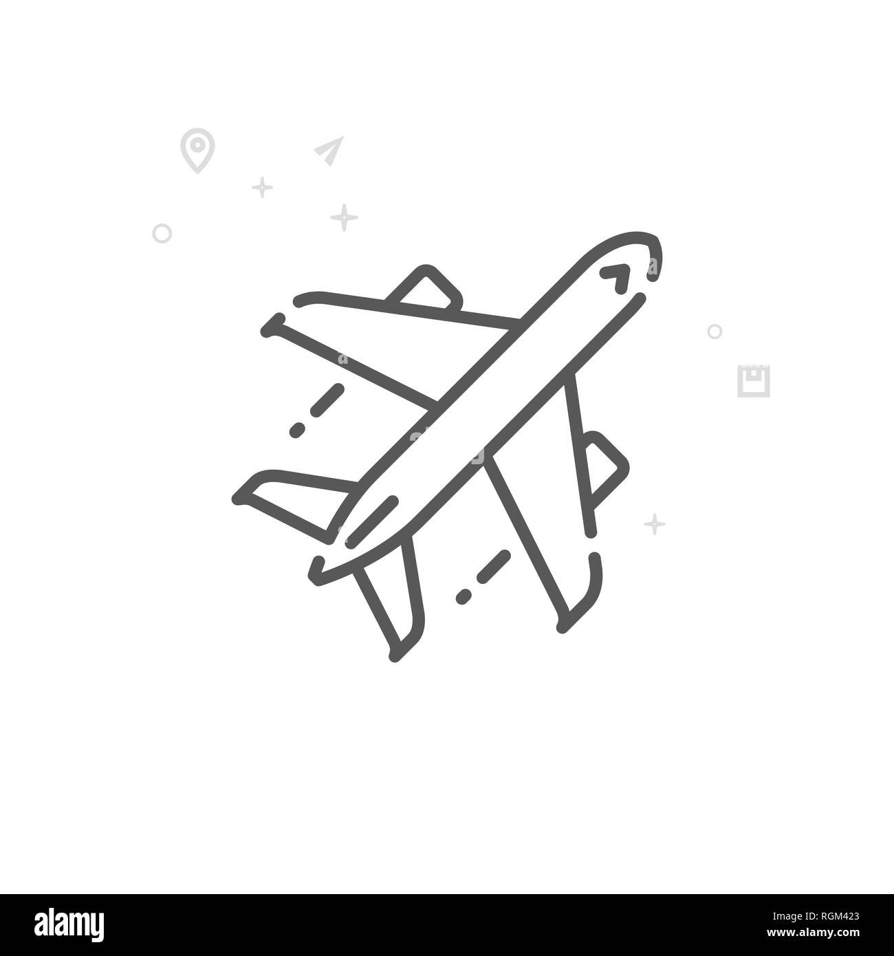 L'icône de la ligne de l'avion. Fret aérien, symbole d'aéronefs, le pictogramme, signe. Résumé Arrière-plan géométrique de la lumière. Avc. modifiable Régler l'épaisseur de ligne. Wifi Design Banque D'Images