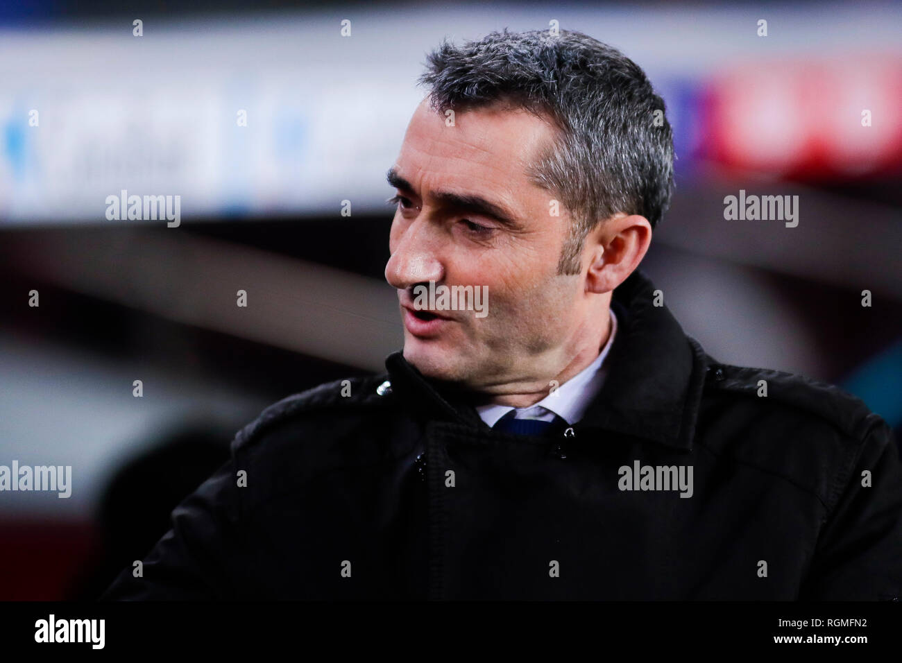 Camp Nou, Barcelona, Espagne. 30Th Jan, 2019. Copa del Rey football, quart de finale, match retour, Barcelone et Séville, Ernesto Valverde, du FC Barcelone minutes avant de commencer le match : Action Crédit Plus Sport/Alamy Live News Banque D'Images