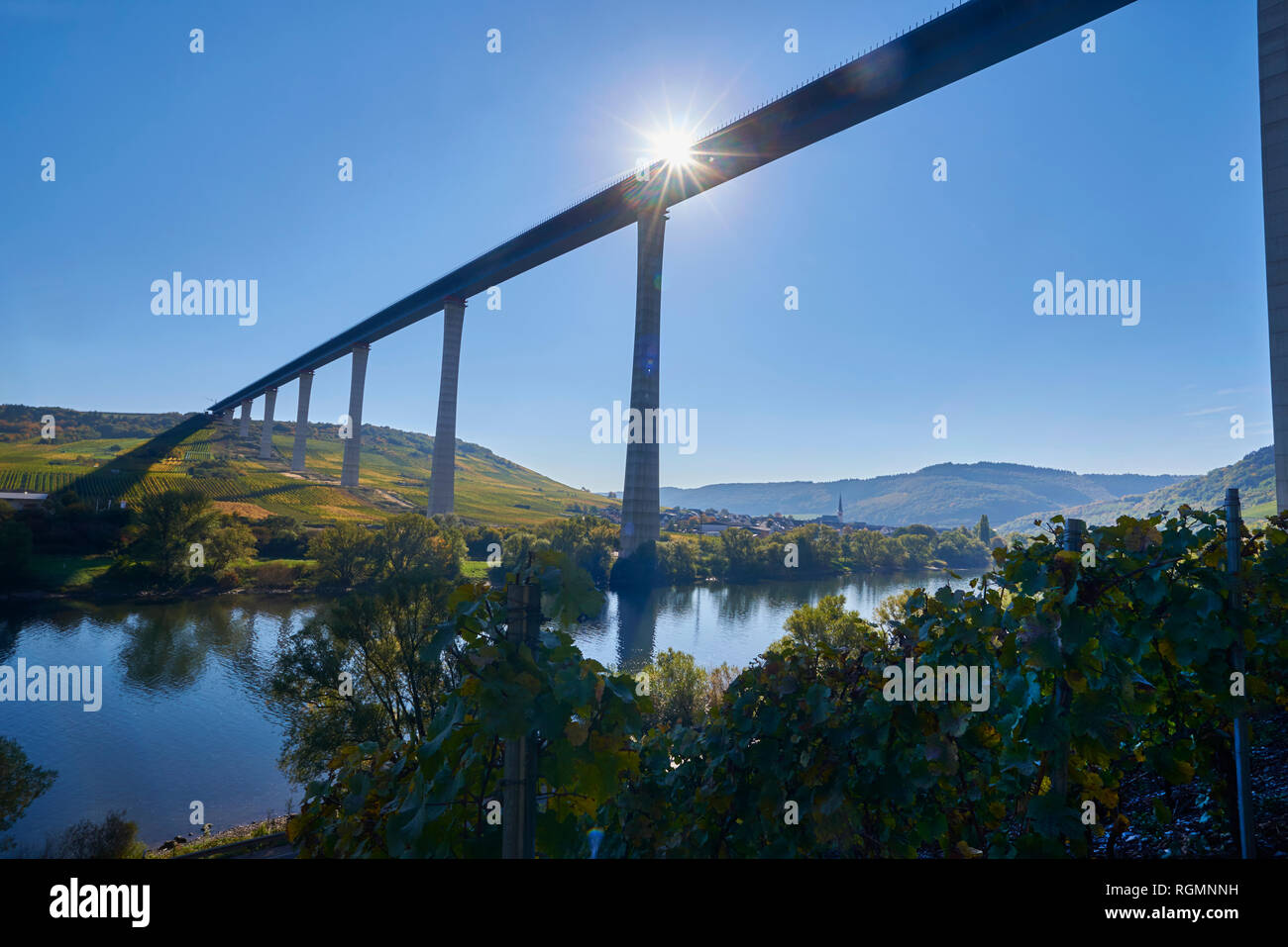 Allemagne, Rhénanie-Palatinat, Bernkastel-Wittlich, Zeltingen-Rachtig, Uerzig, Moselle, Moselle Haut Bridge Banque D'Images