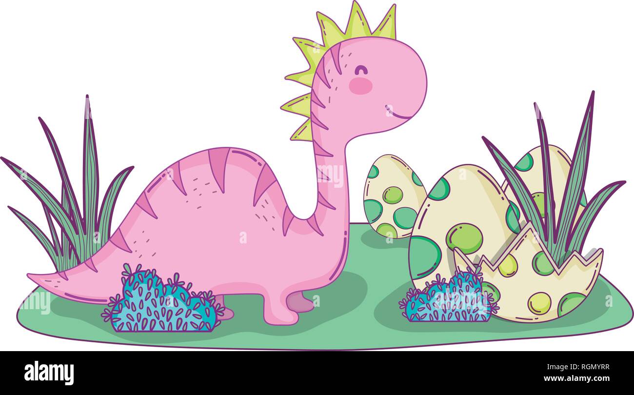 L'apatosaurus mignon avec des oeufs Illustration de Vecteur