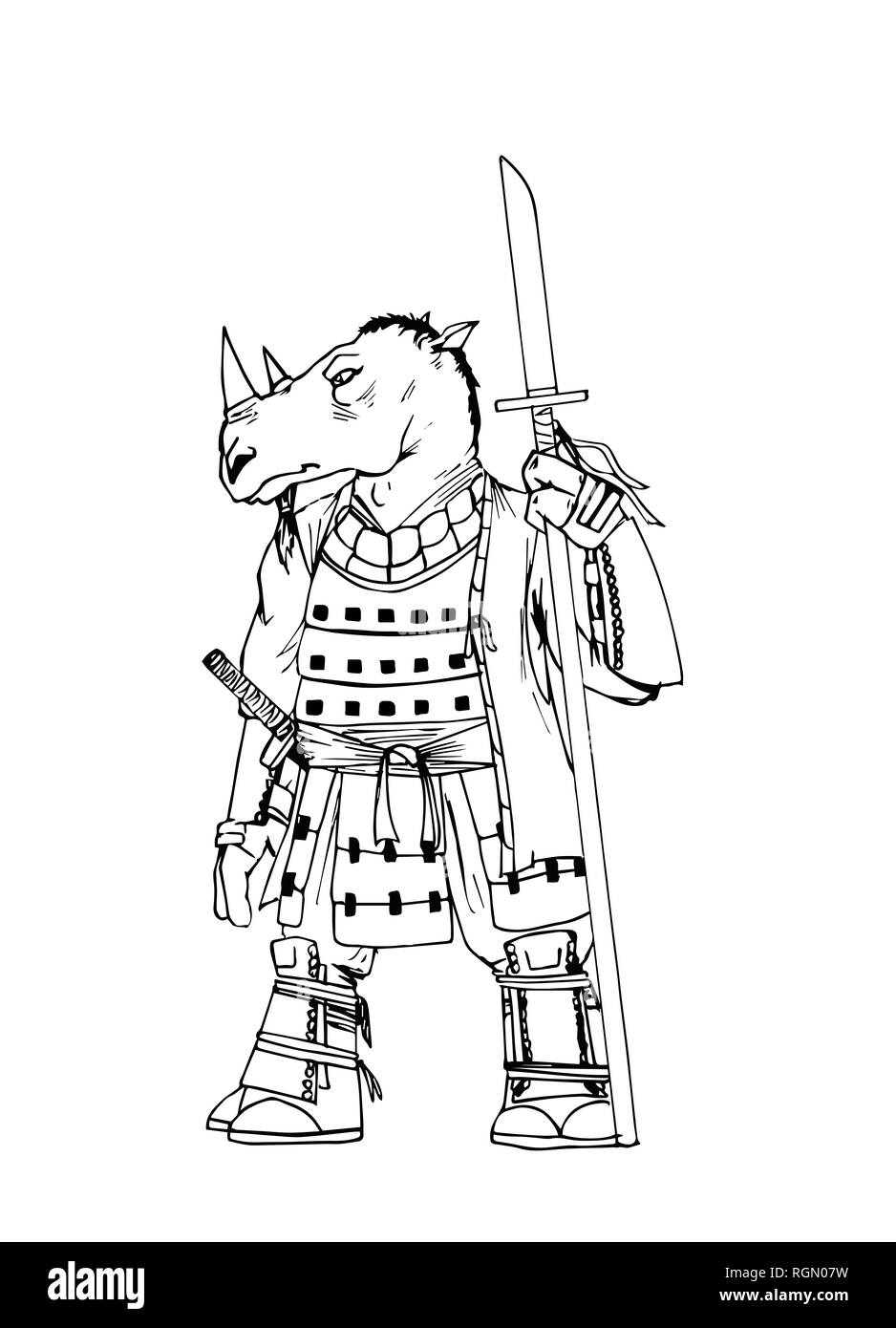 Rhino Samurai Warrior Banque D'Images