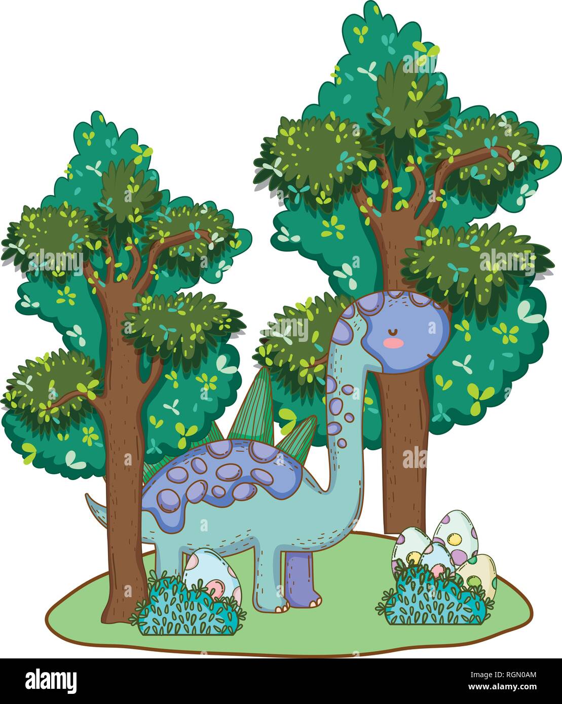 L'apatosaurus mignon avec des oeufs Illustration de Vecteur