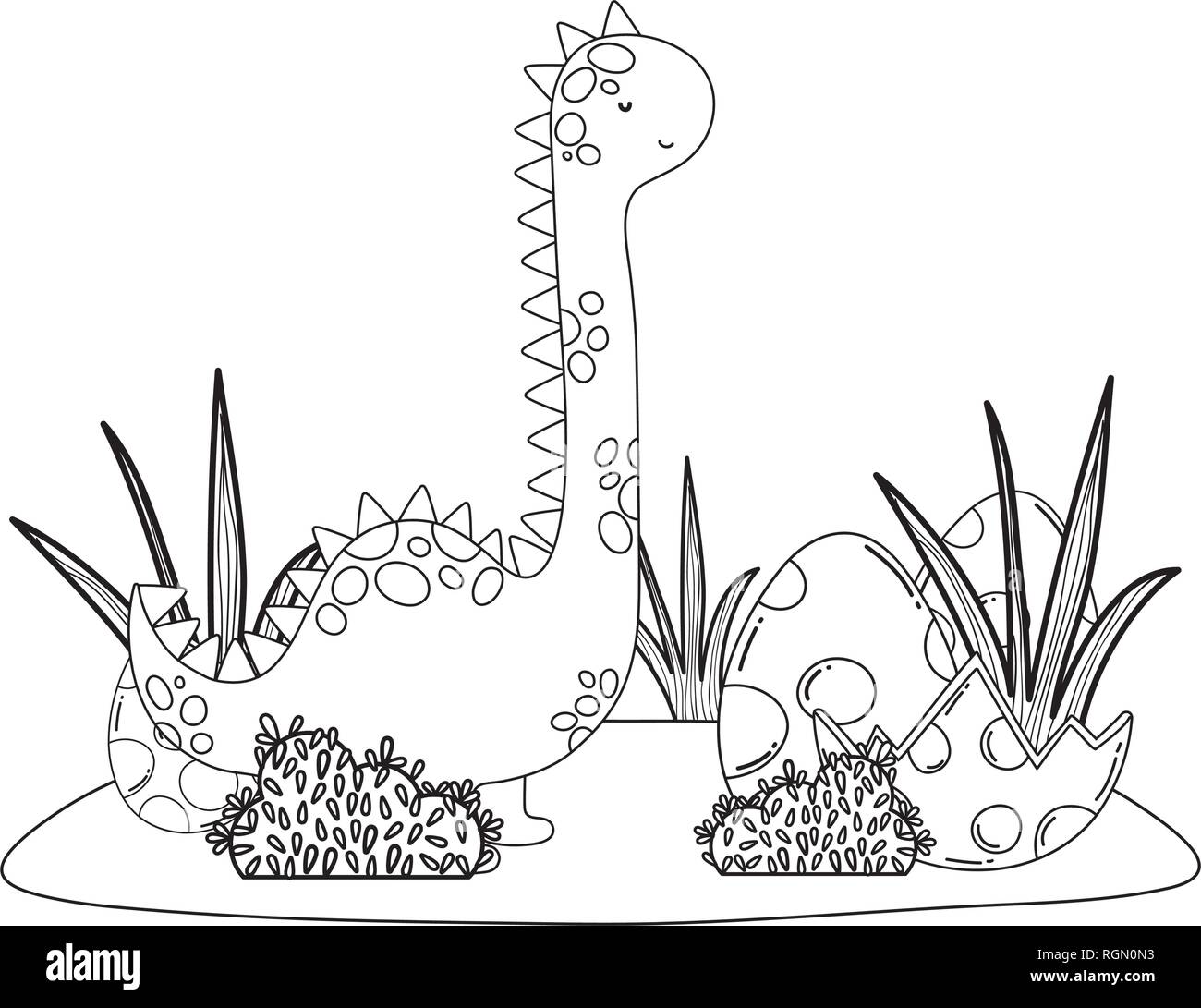 L'apatosaurus mignon avec des oeufs Illustration de Vecteur