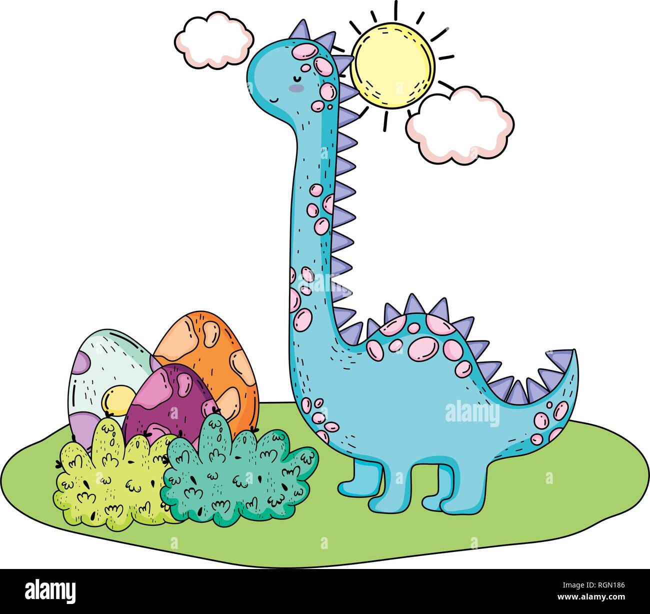 L'apatosaurus mignon avec des oeufs Illustration de Vecteur