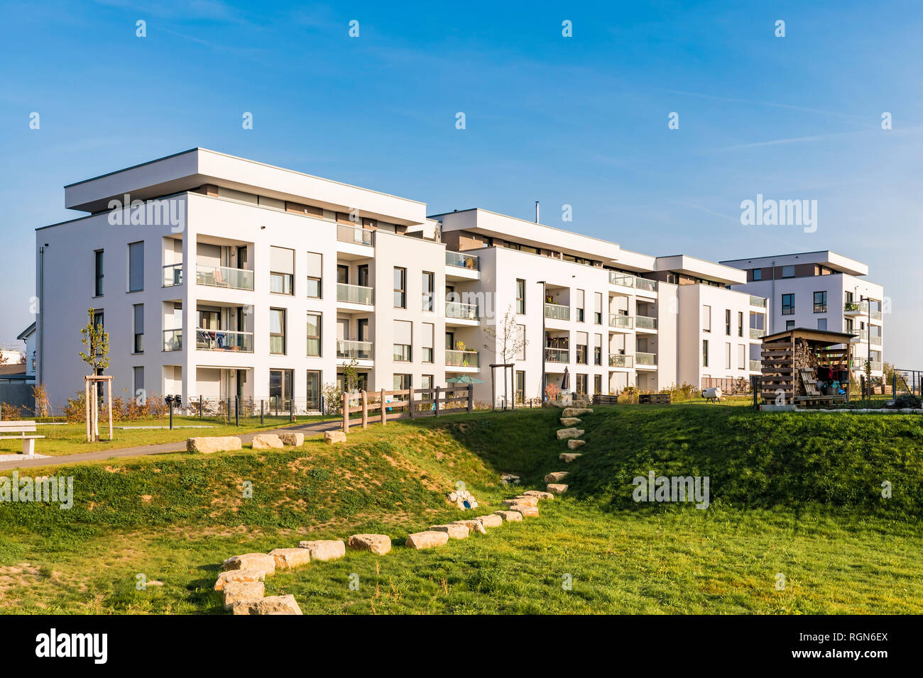 Allemagne, Bade-Wurtemberg, Sindelfingen, Darmsheim, zone de développement moderne, immeuble locatif Banque D'Images
