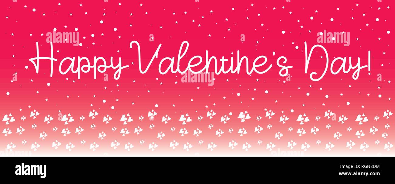 La Saint-Valentin le lettrage. Écrit à la main modèle de carte de vœux avec des cœurs et du background avec des coeurs et des étoiles pour la Saint-Valentin. Gree Illustration de Vecteur