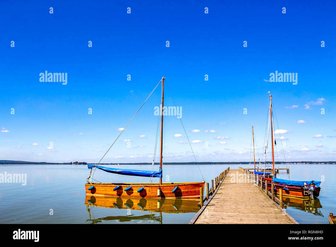 Allemagne, Steinhude, bateaux amarrés à Steinhuder Meer Banque D'Images