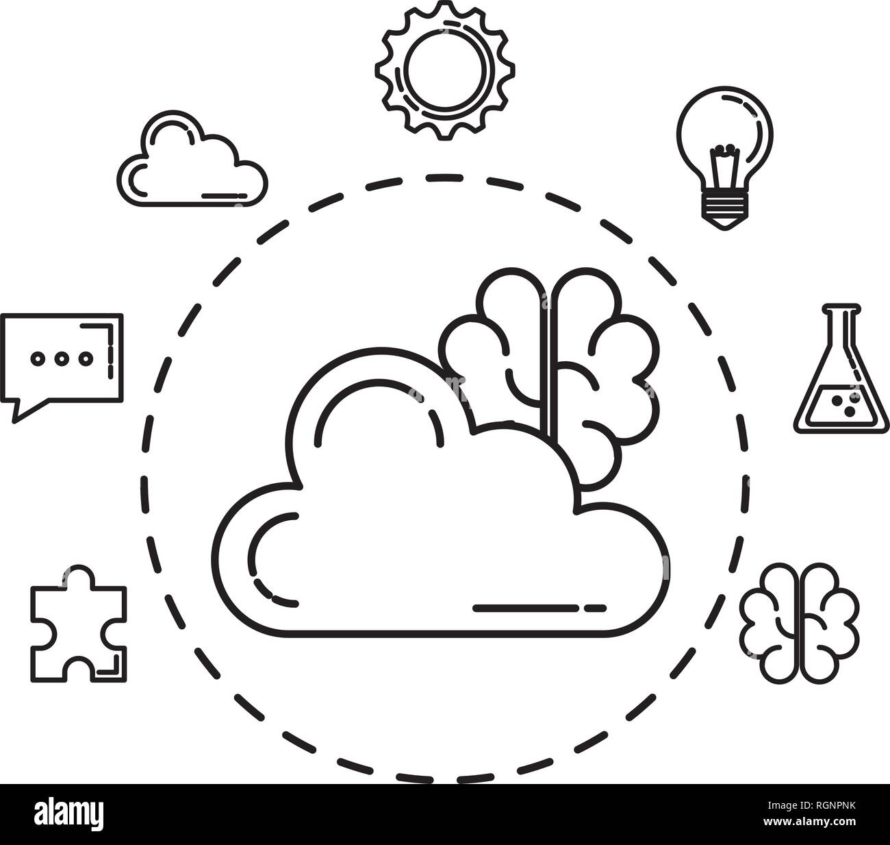 Cloud computing avec set icons Illustration de Vecteur