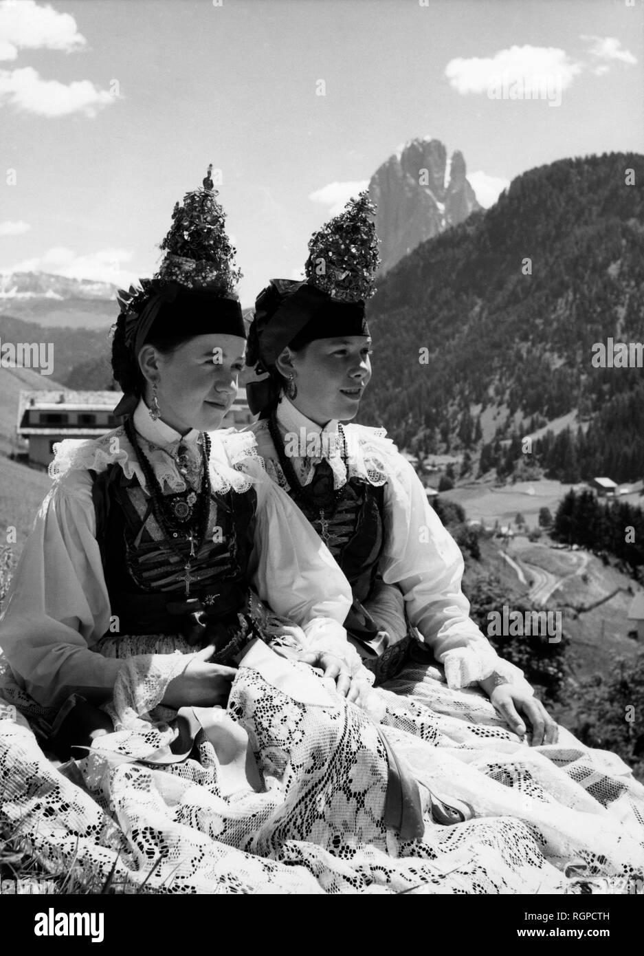 Les coutumes de la Val Gardena à Ortisei, 1961 Banque D'Images