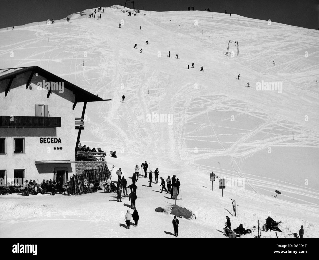 L'Italie, Trentin Haut Adige, Ortisei, pistes de ski, 1967 Banque D'Images