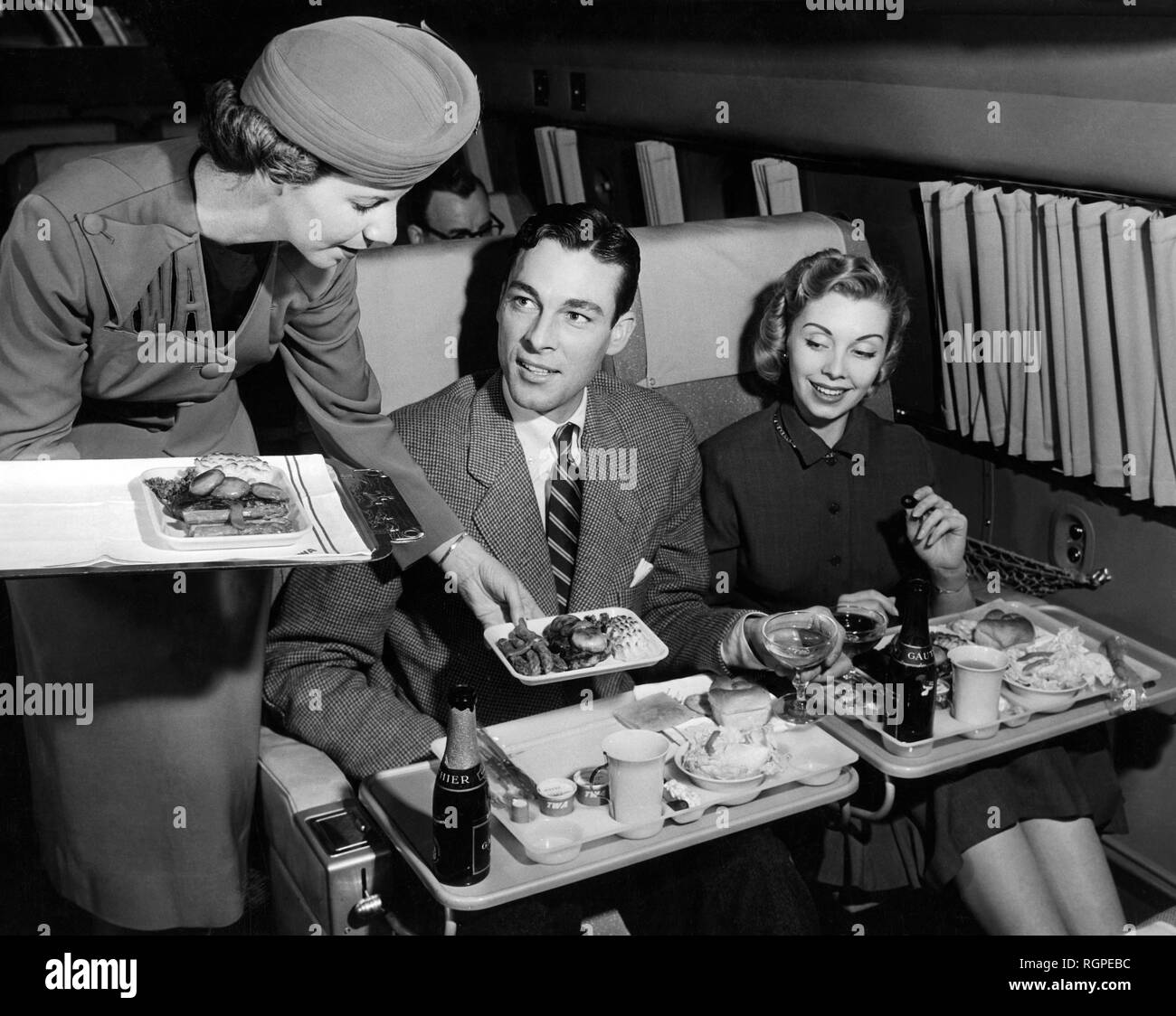 Couple sur avion, twa, 1955 Banque D'Images