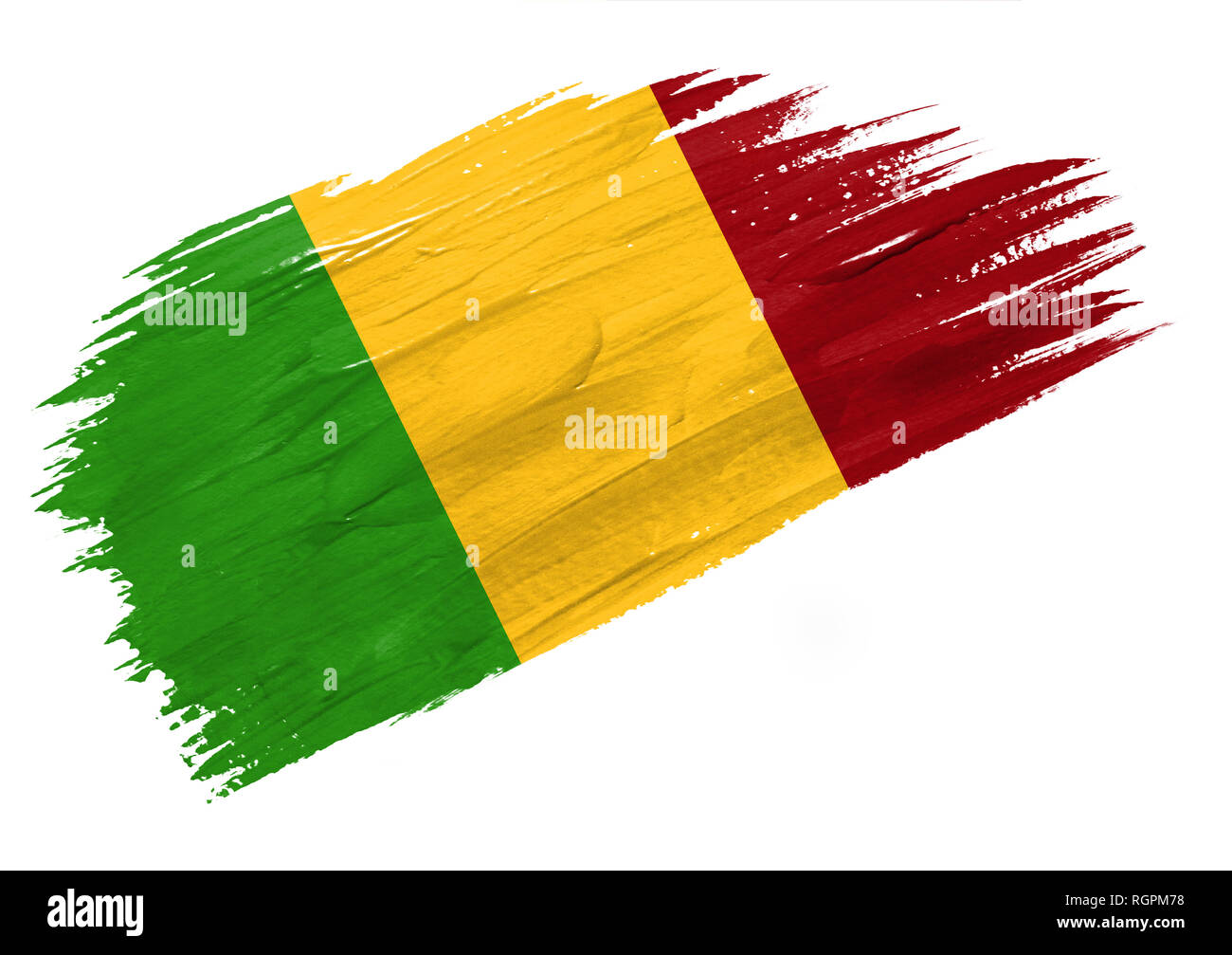 Peint pinceau Mali drapeau. Illustration style dessiné à la main Banque D'Images