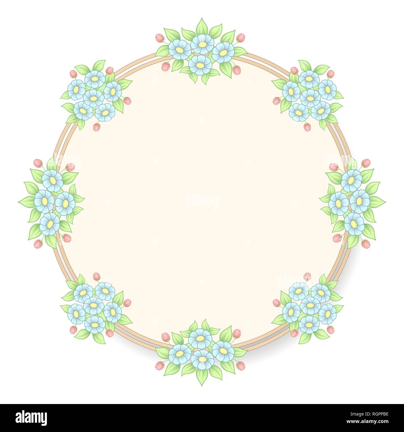 Floral frame Circle avec marguerites isolé sur fond blanc Illustration de Vecteur
