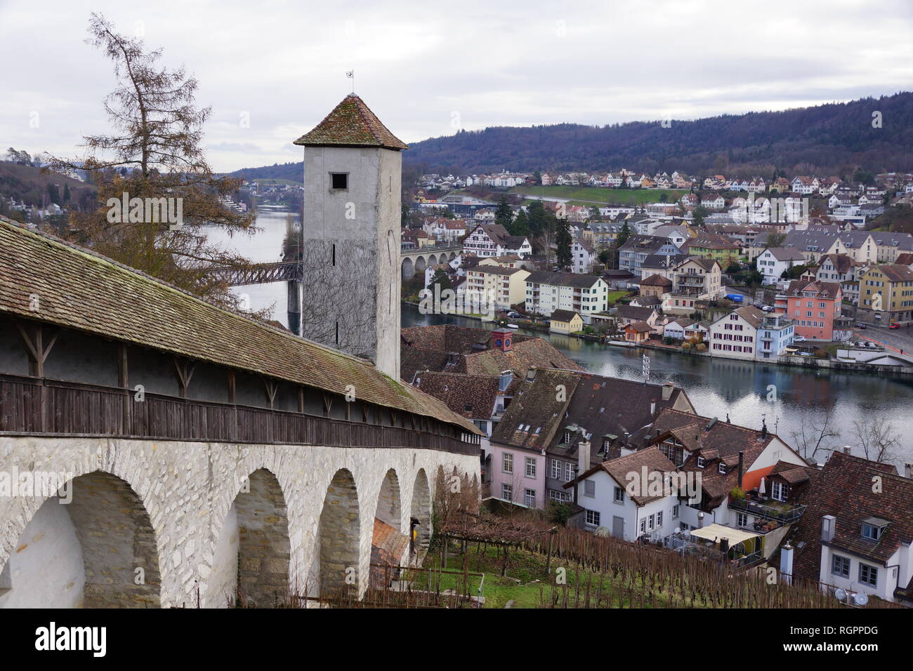 Vue depuis la forteresse Munot à Schaffhouse Suisse Banque D'Images