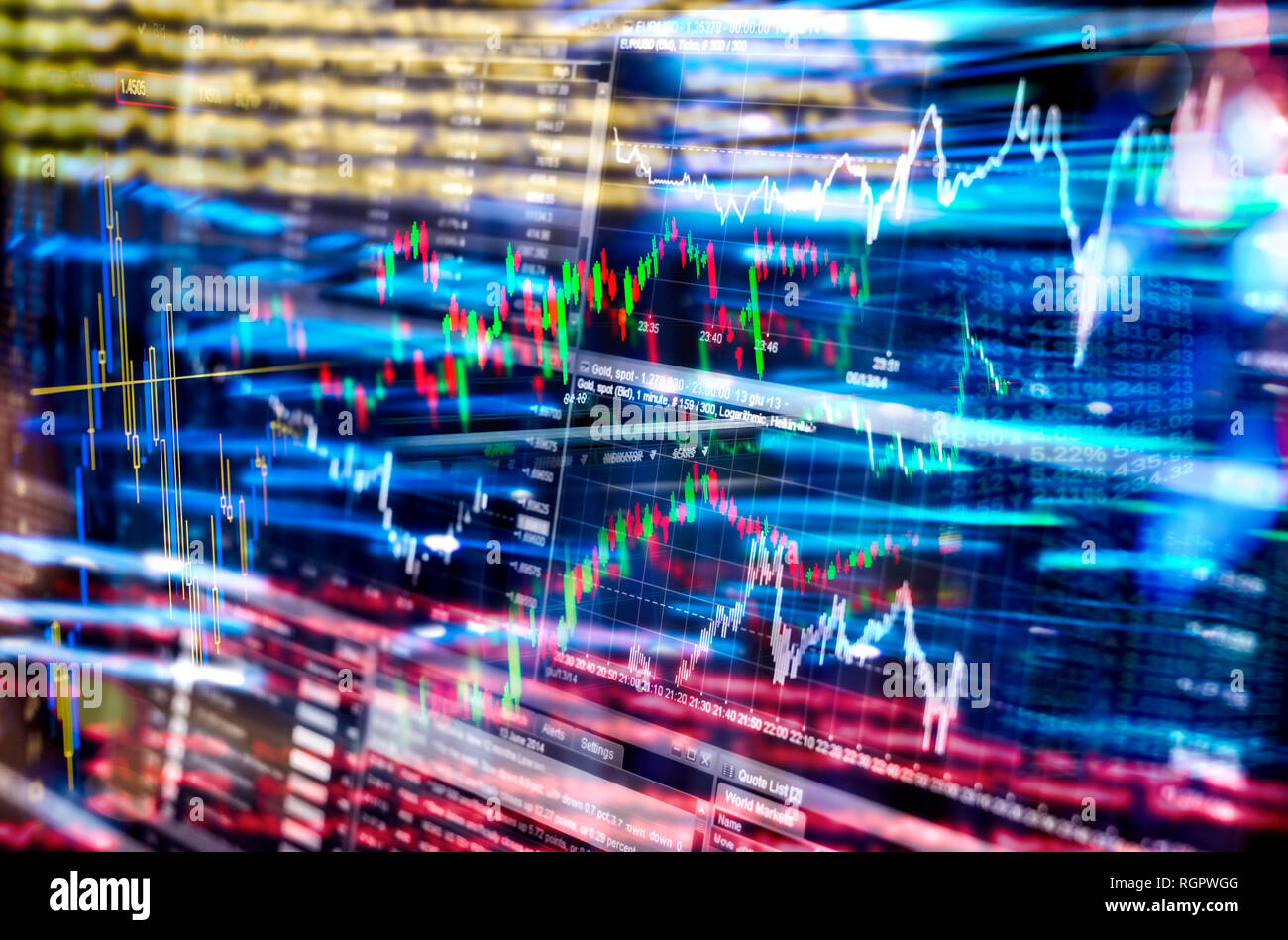 Le commerce de l'ordinateur sur les marchés financiers internationaux Banque D'Images