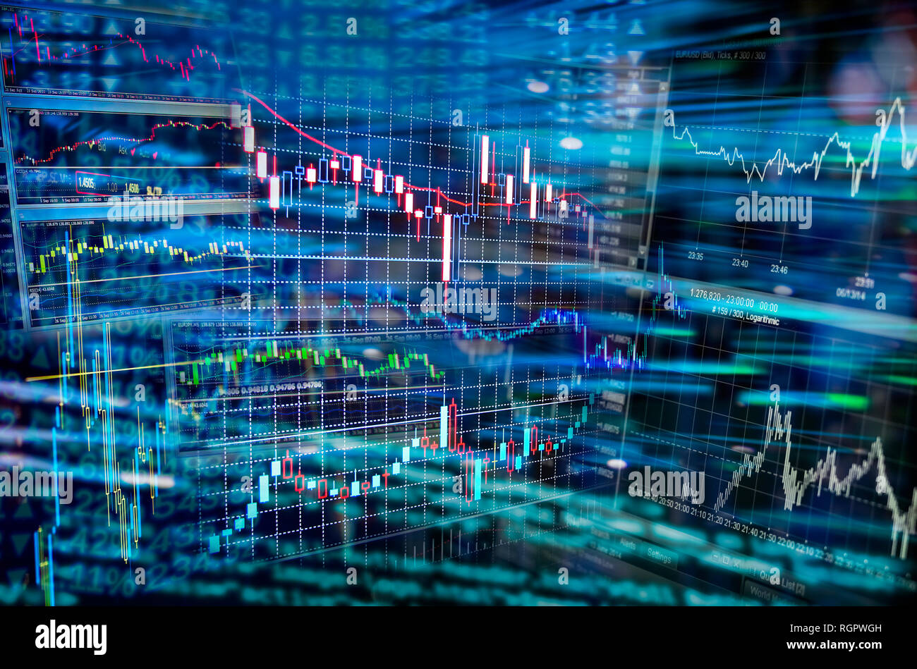 Le commerce de l'ordinateur sur les marchés financiers internationaux Banque D'Images