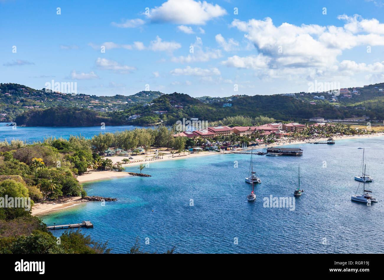 Sandales. L'île Pigeon, Rodney Bay, Gros Islet, Sainte-Lucie, Caraïbes. Banque D'Images