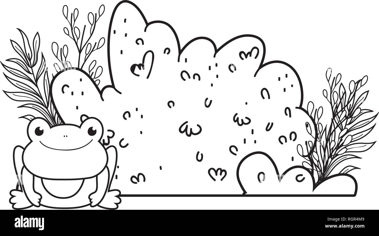 Crapaud mignon dans le caractère du paysage Illustration de Vecteur