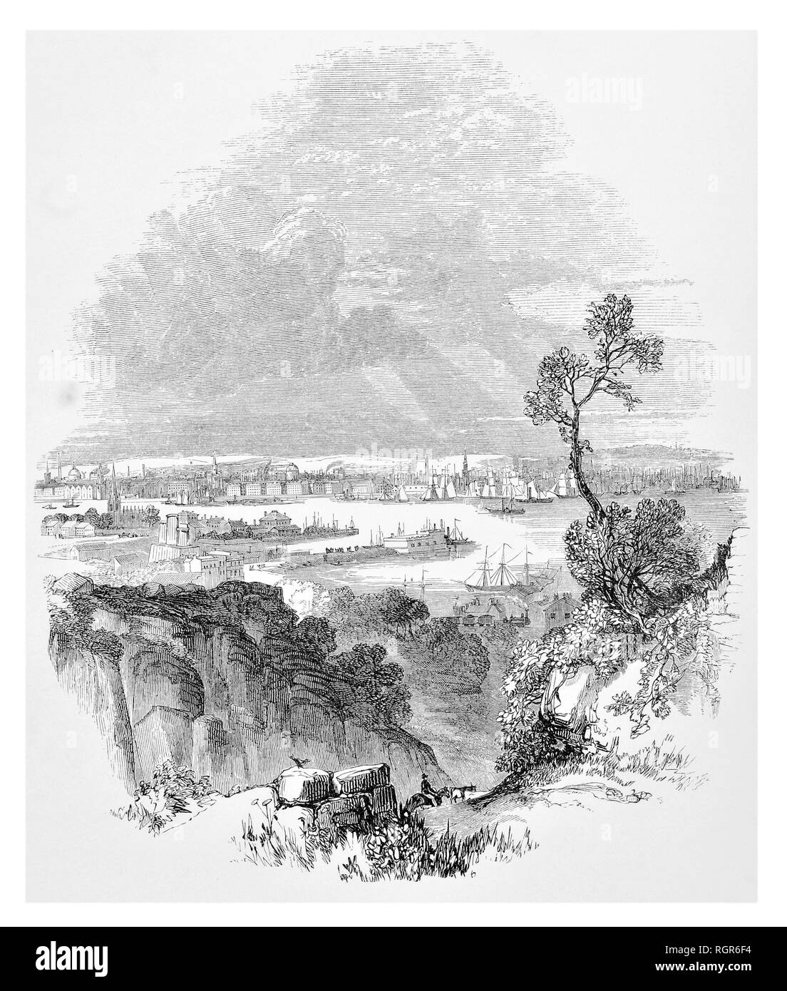 Vue générale de Liverpool de Birkenhead montrant les quais et le littoral Banque D'Images