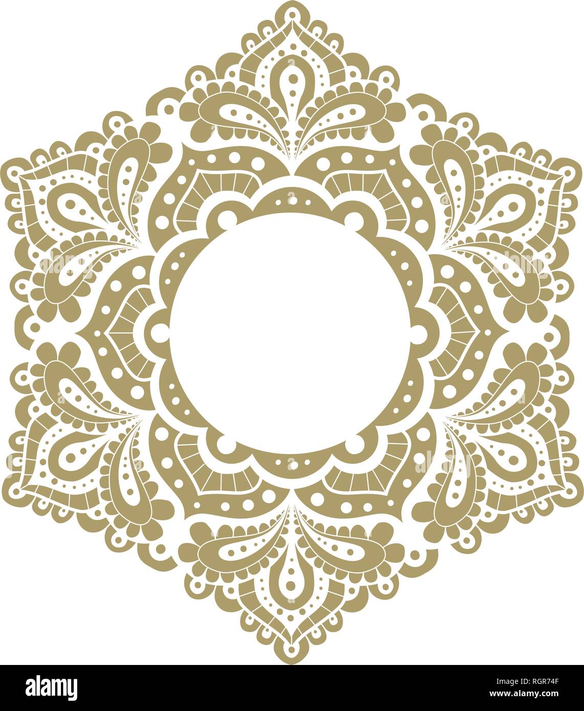 Abstract flower gold logo. Motif Oriental, mandala comme Illustration de Vecteur
