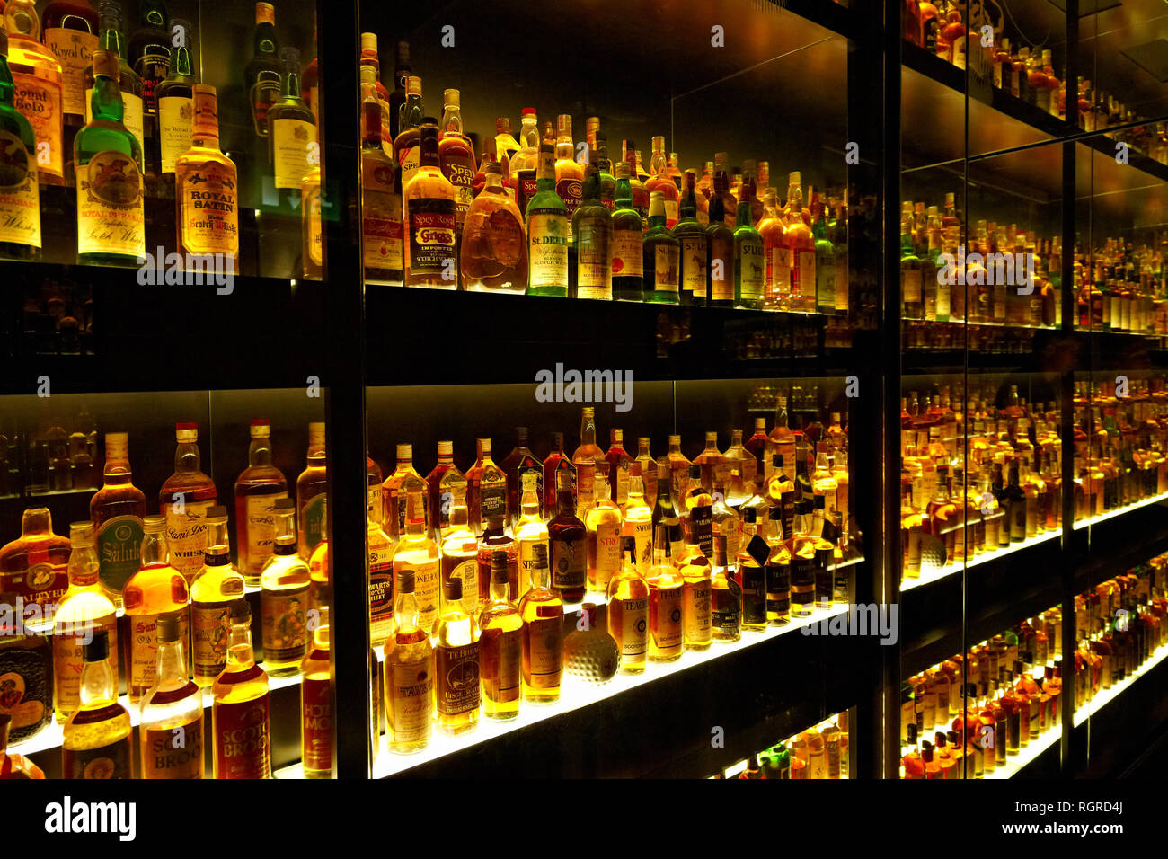 La plus grande collection de whisky dans le monde Banque D'Images