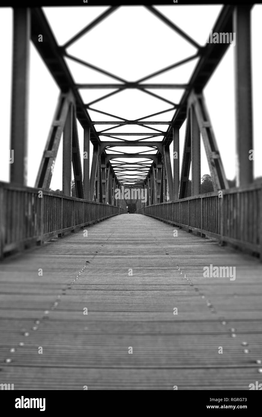 Ancien pont ferroviaire, le lac Baldeneysee, Essen, Allemagne, Europe, Kupferdreh Banque D'Images