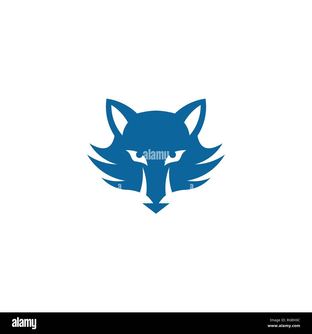 Loup Bleu, icône graphique, logo tête de loup isolé sur fond blanc. Illustration de Vecteur