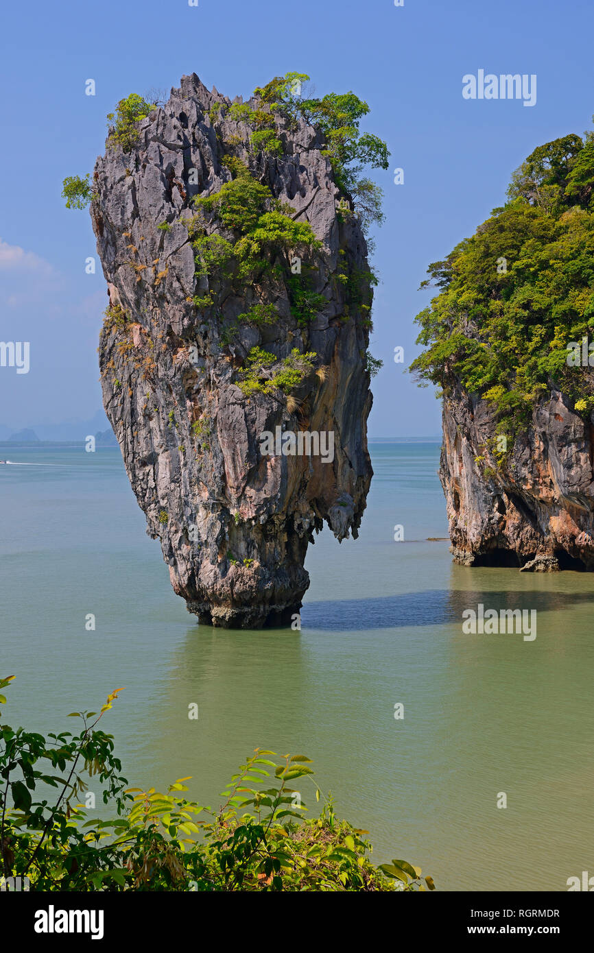 Felsformation markante, Khao Phing Kan Island, auch Île de James Bond, Thaïlande Banque D'Images