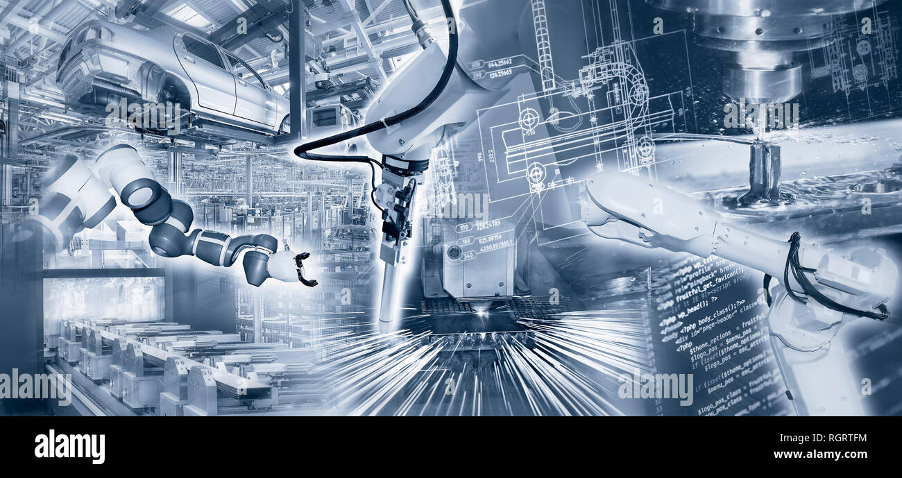 4.0 L'industrie avec la production assistée par ordinateur et un haut degré d'automatisation Banque D'Images