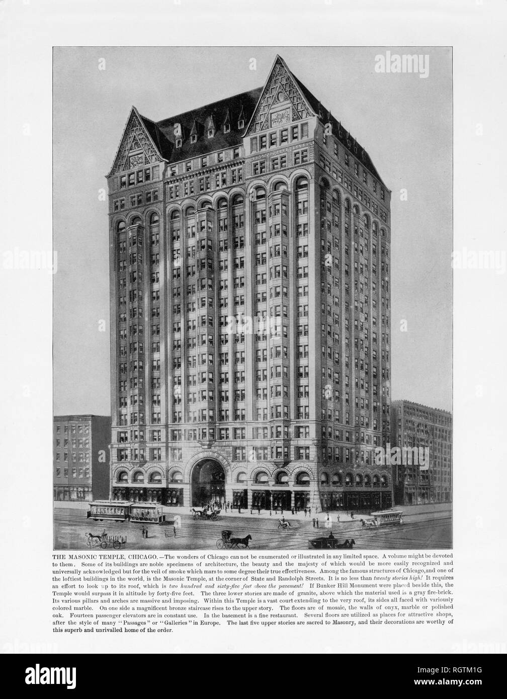 Le temple maçonnique, Chicago, Illinois, United States, 1893, photographie de l'Amérique Antique Banque D'Images