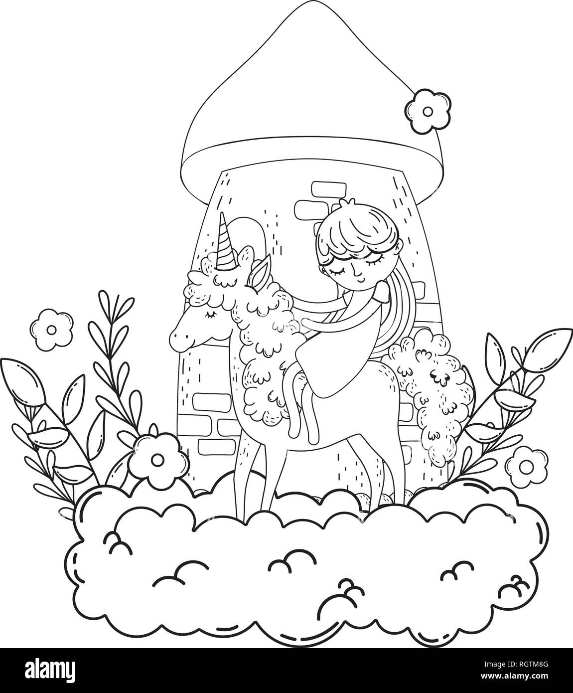 Plus de 400 princesse chateau coloriage licorne 165425Coloriage