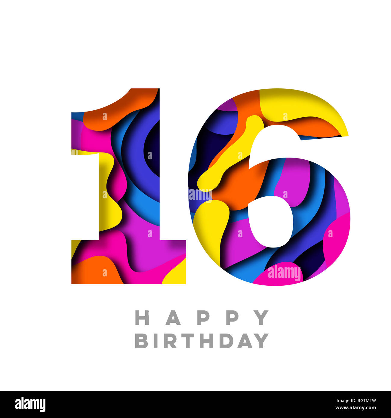 Num ro 16 Joyeux Anniversaire Papier Color Design D coupe Photo Stock