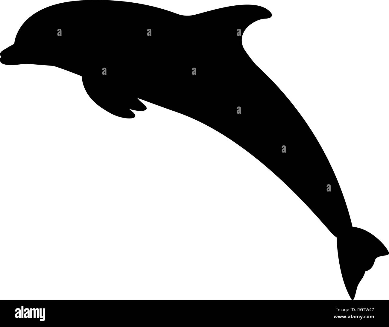 Silhouette noire d'un dauphin sautant Illustration de Vecteur