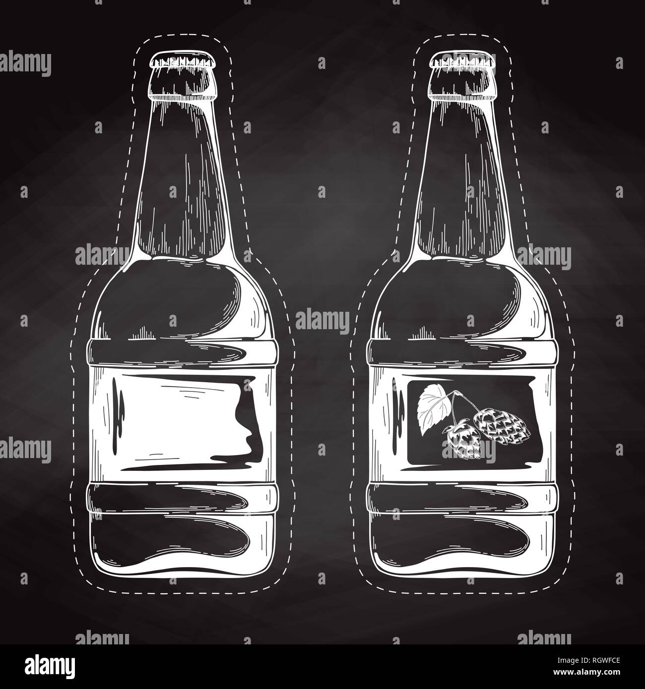 Ensemble de bouteilles de bière. Vector illustration. Croquis Illustration de Vecteur