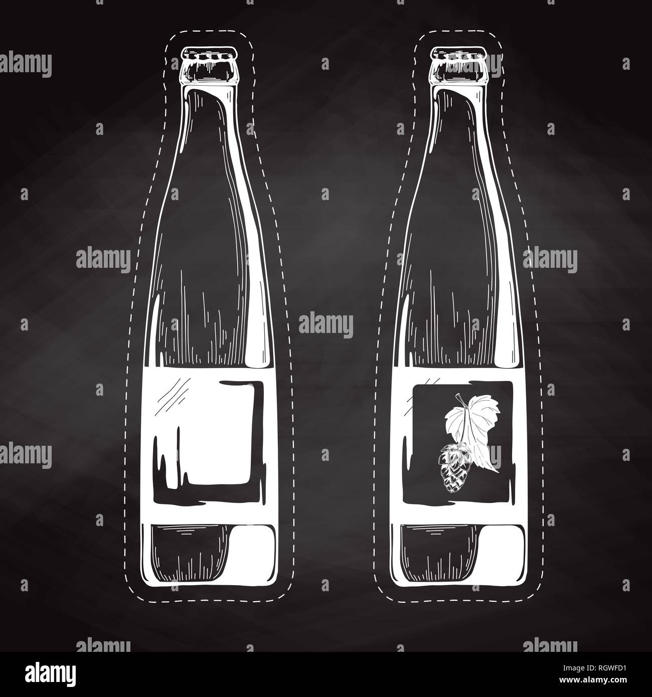 Ensemble de bouteilles de bière. Vector illustration. Croquis Illustration de Vecteur