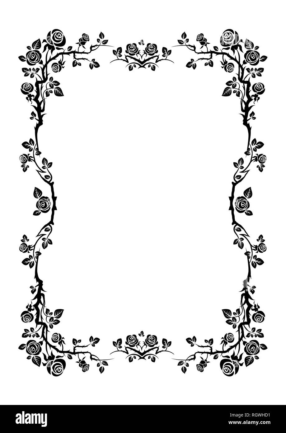 Élégant noir de roses pour la conception de mariage, anniversaire, fête, anniversaire. Pour l'invitation, billet, dépliant, bannière, affiche et son tatouage. Fai Illustration de Vecteur