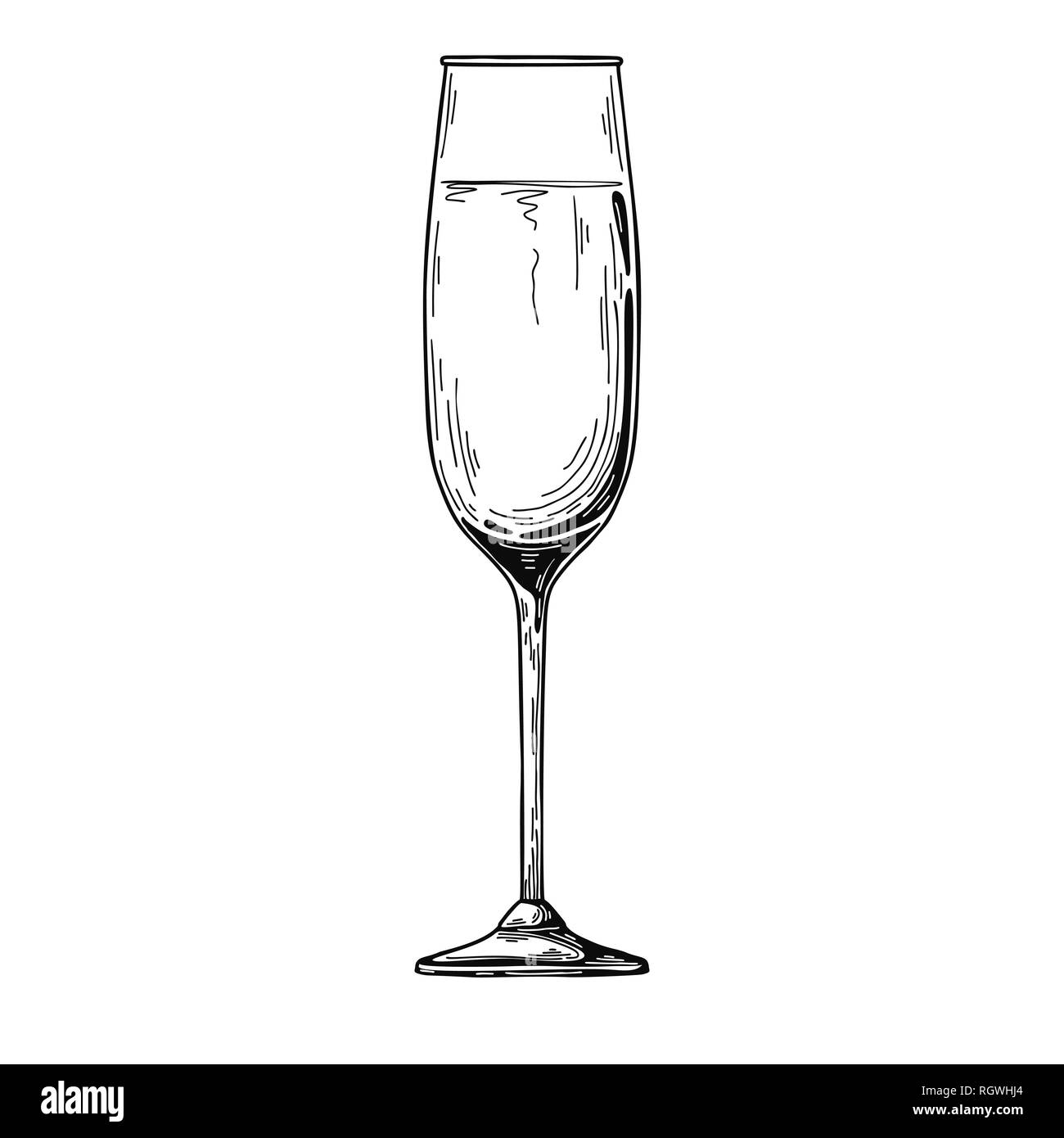 Flûte à champagne isolé sur fond blanc. Vector illustration sur fond blanc Illustration de Vecteur